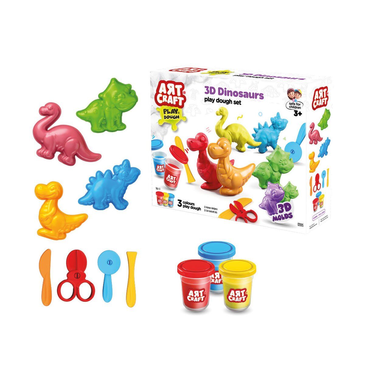 03995 Art Craft 3D Dinozorlar Hamur Set 168 Gr -Fentoys